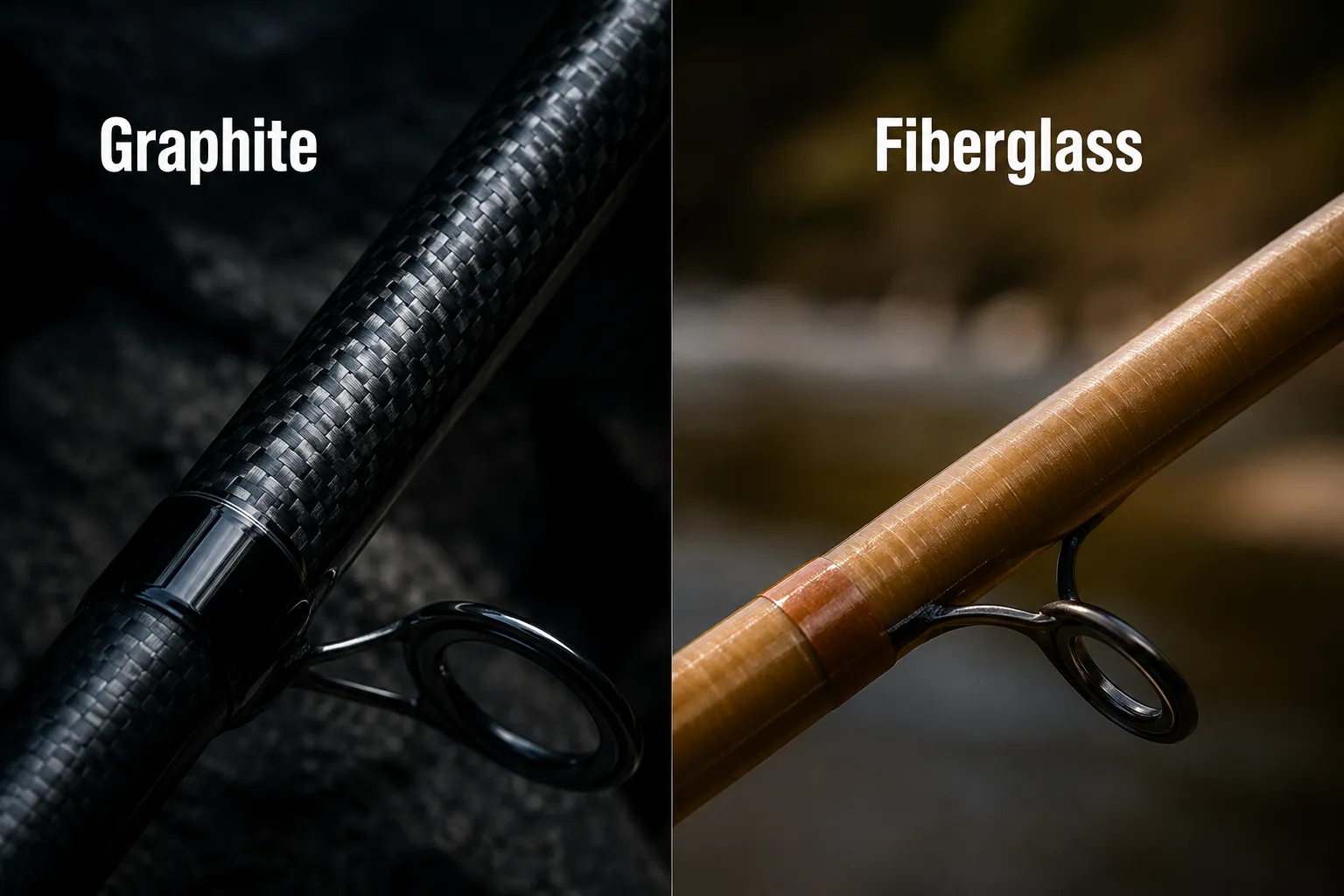 Graphite vs fiberglass rod material detail