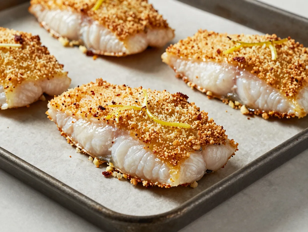 Parmesan crusted baked flounder