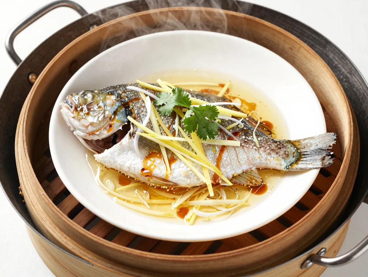 Steamed flounder with ginger and scallion