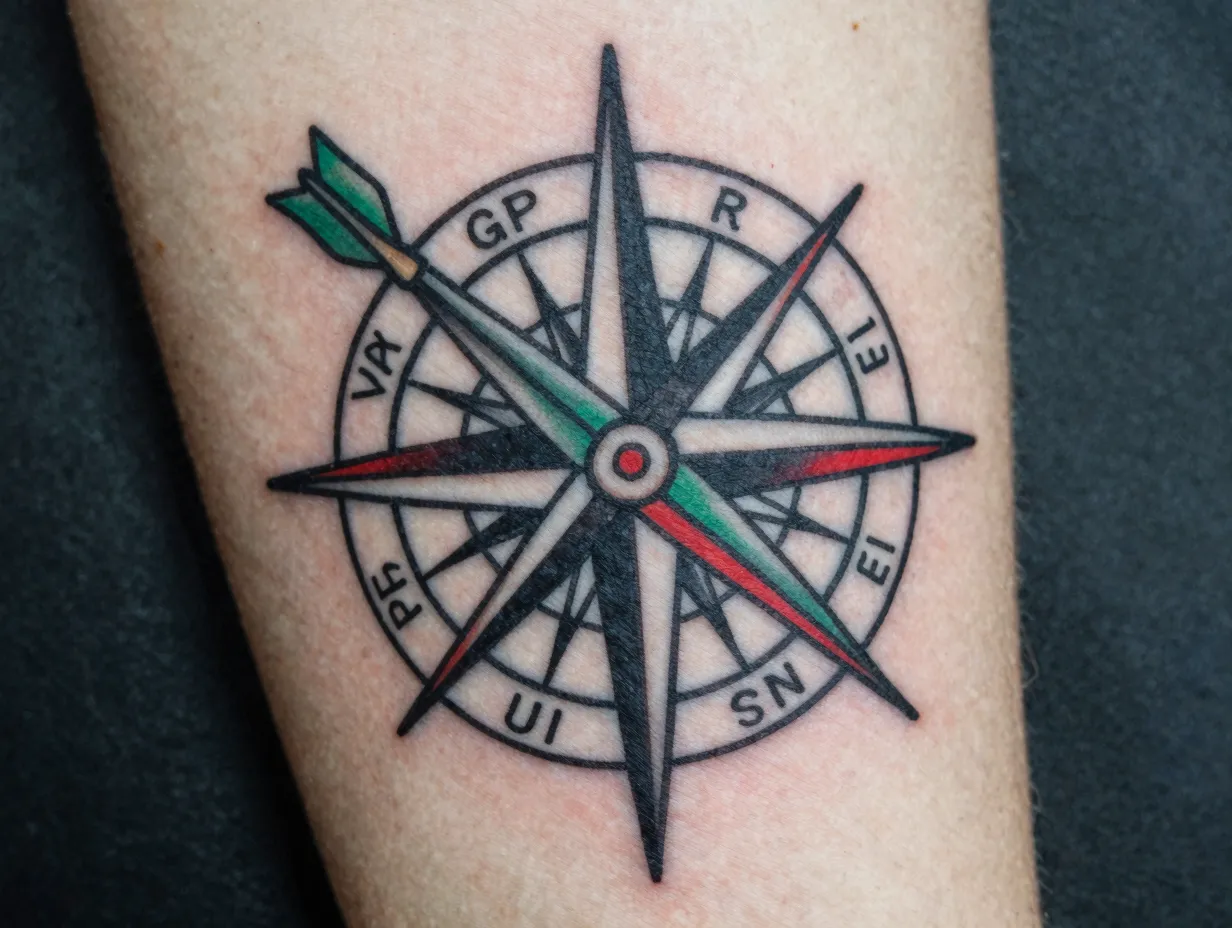 Traditional compass with arrow needle