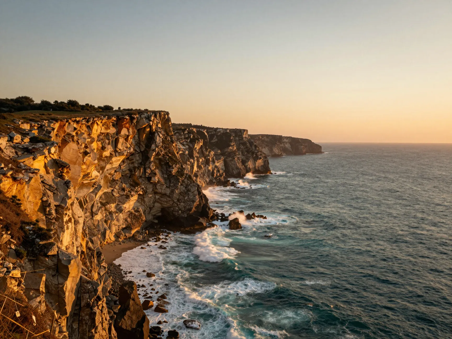 Golden hour coastal cliffs