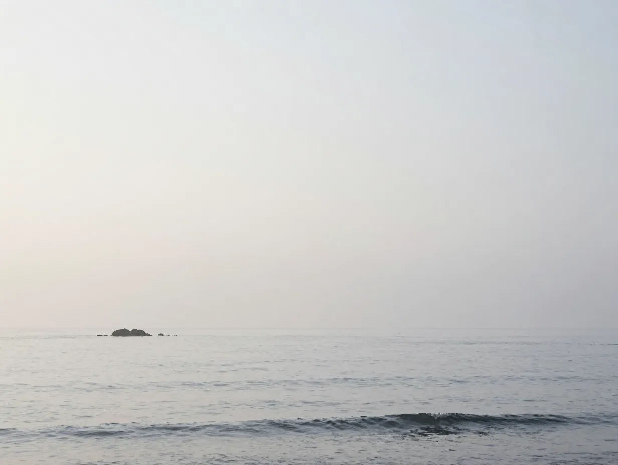 Minimalist foggy coastal morning