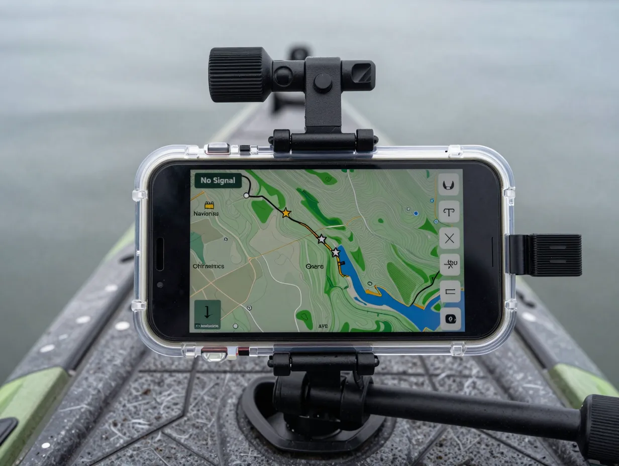 Use a waterproof phone mount and pre download maps