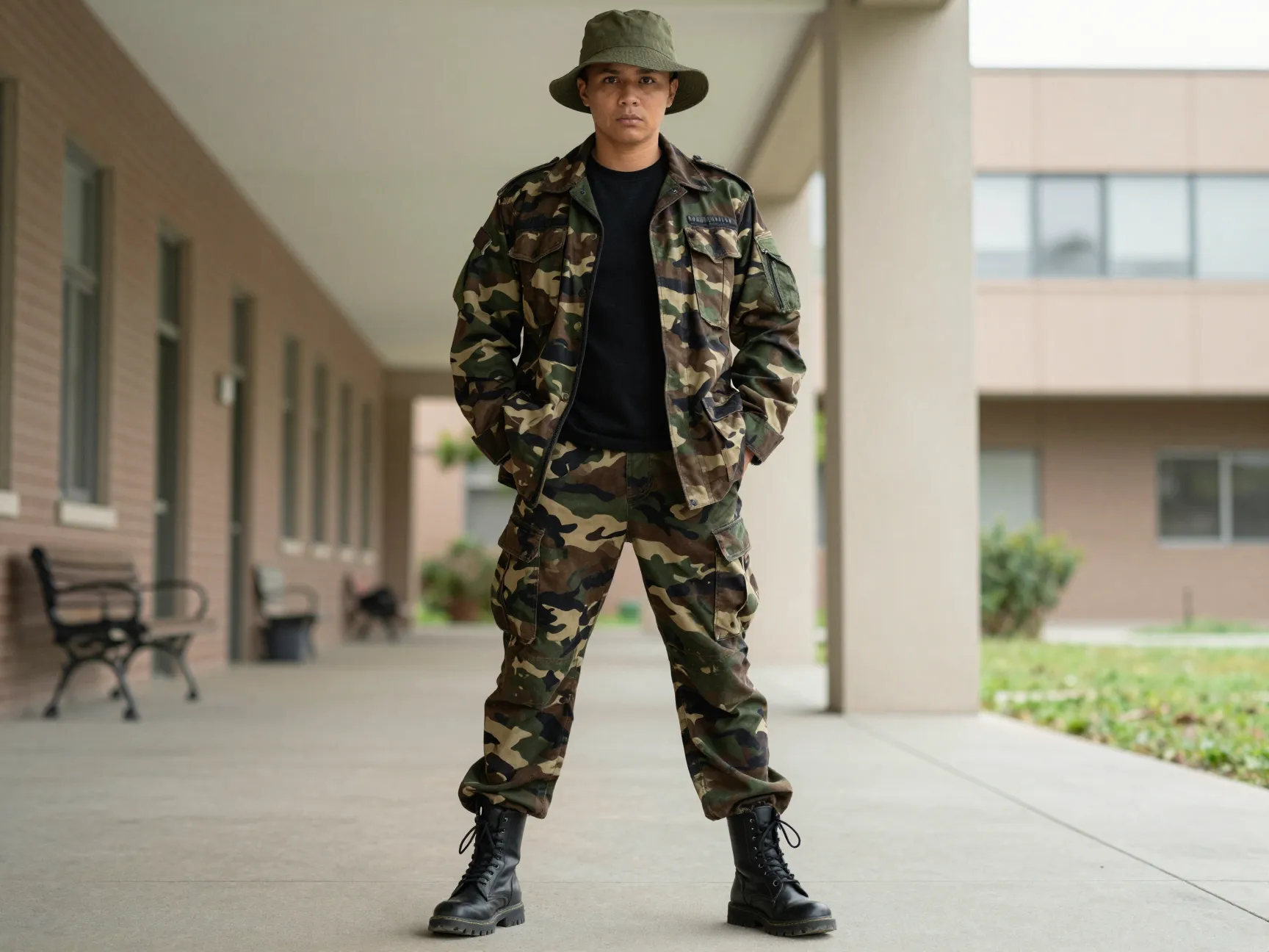 The full woodland camo soldier look
