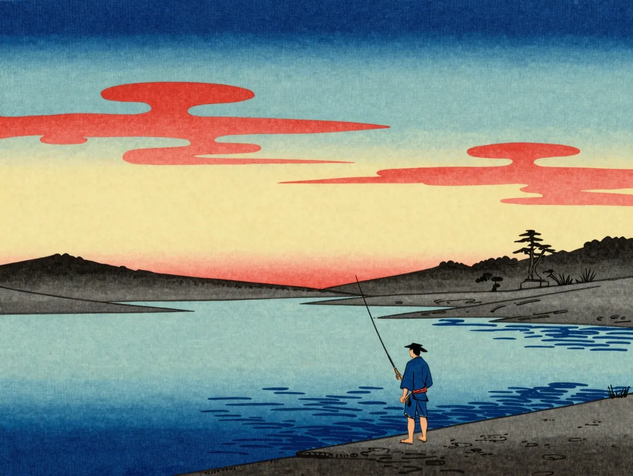 Japanese ukiyo e woodblock print style
