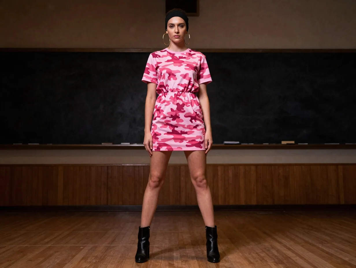 The elevated camo dress or skirt look