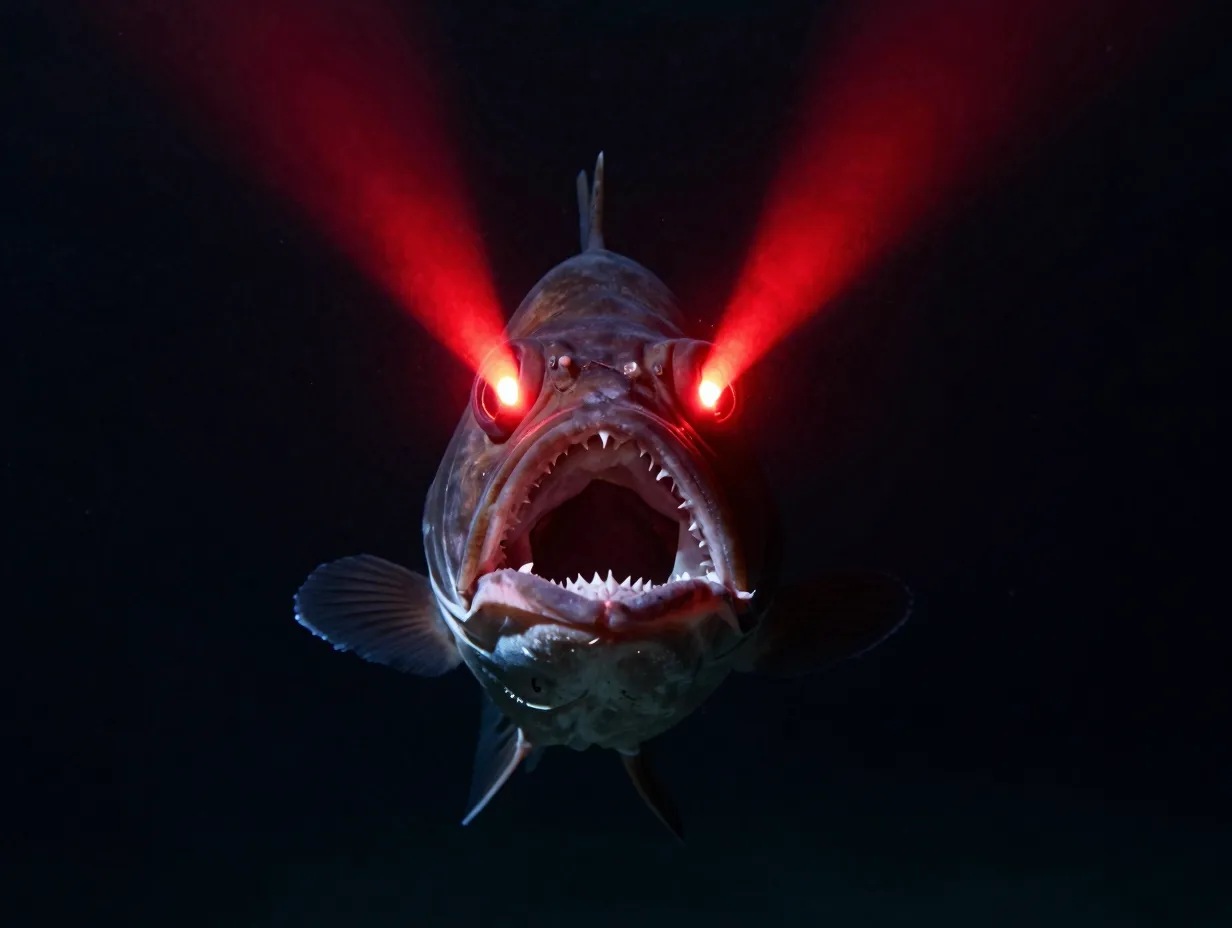 8 stoplight loosejaw malacosteus niger the fish that sees in secret