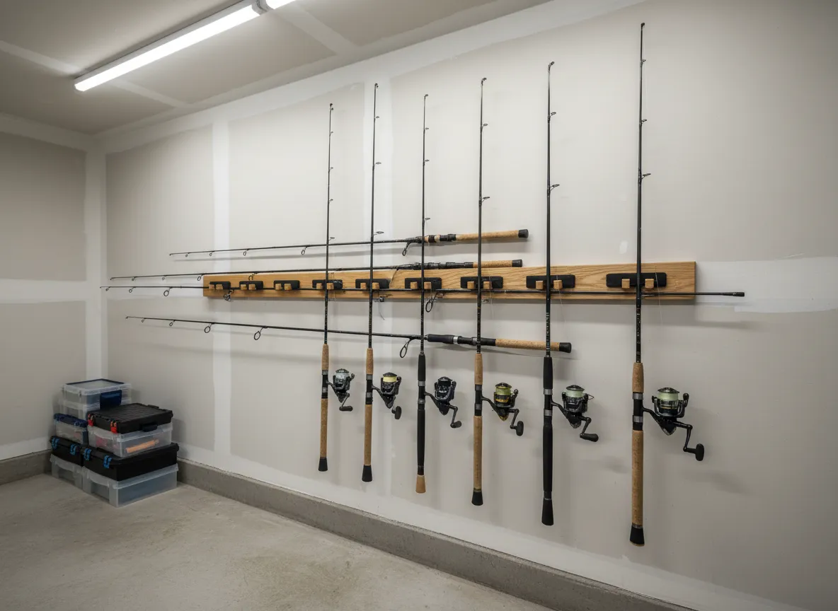 Wall mounted horizontal rod rack