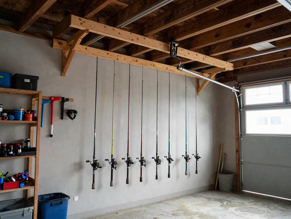 Ceiling mounted rod rack