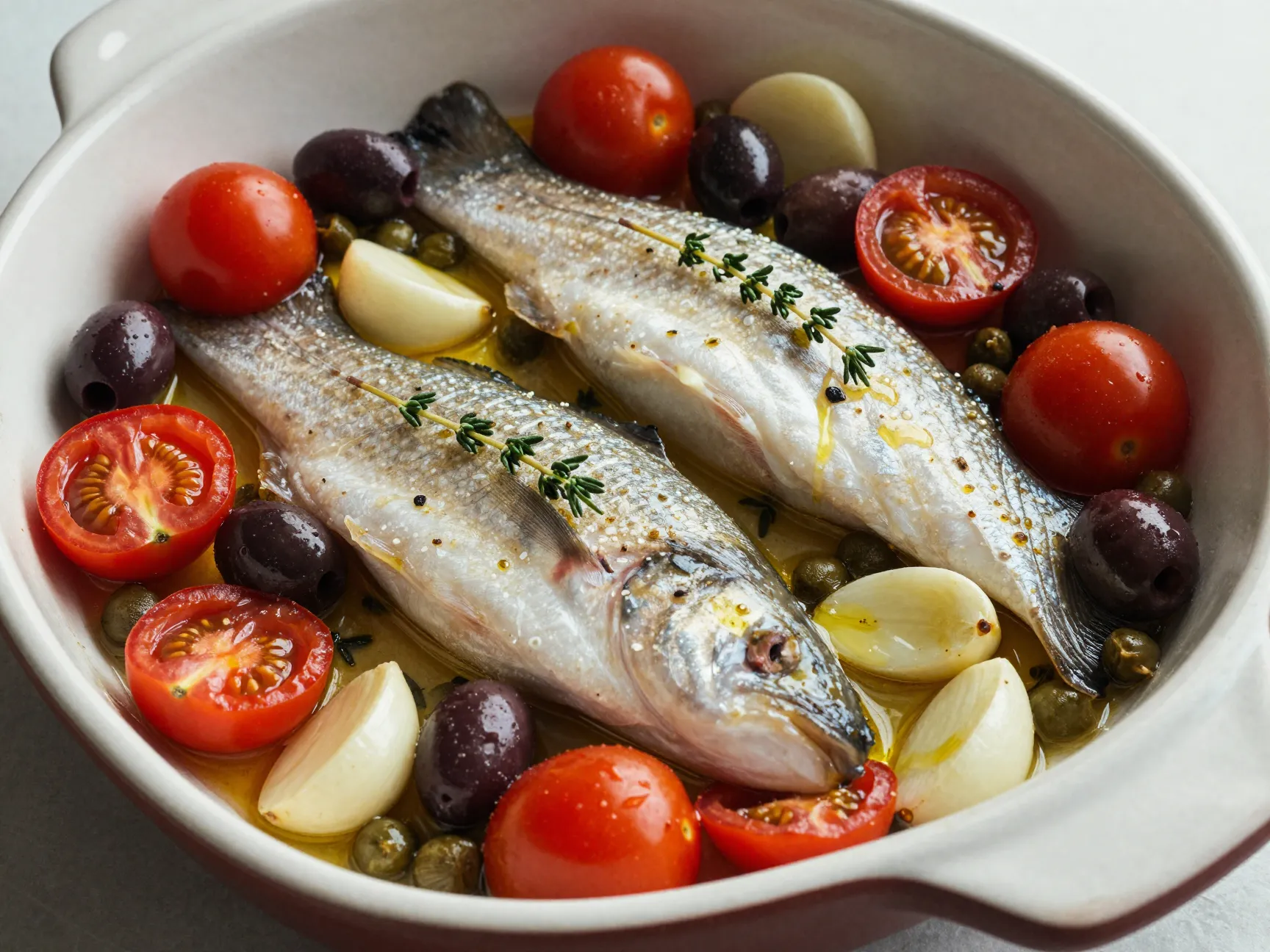 Mediterranean baked sea bass