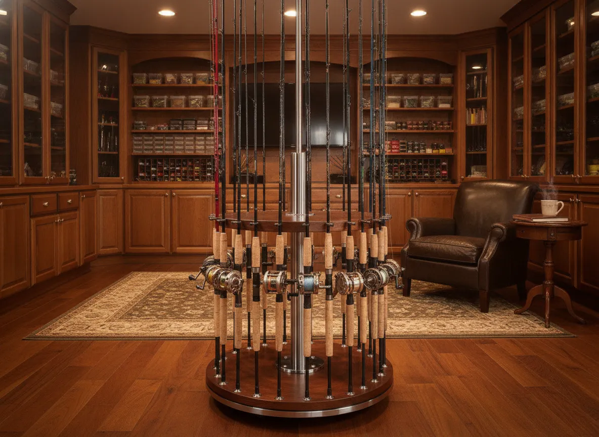 Rotating carousel rod rack