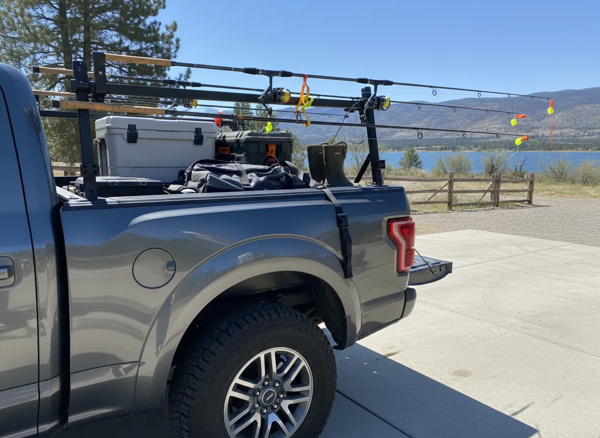 Truck bed and vehicle rod rack