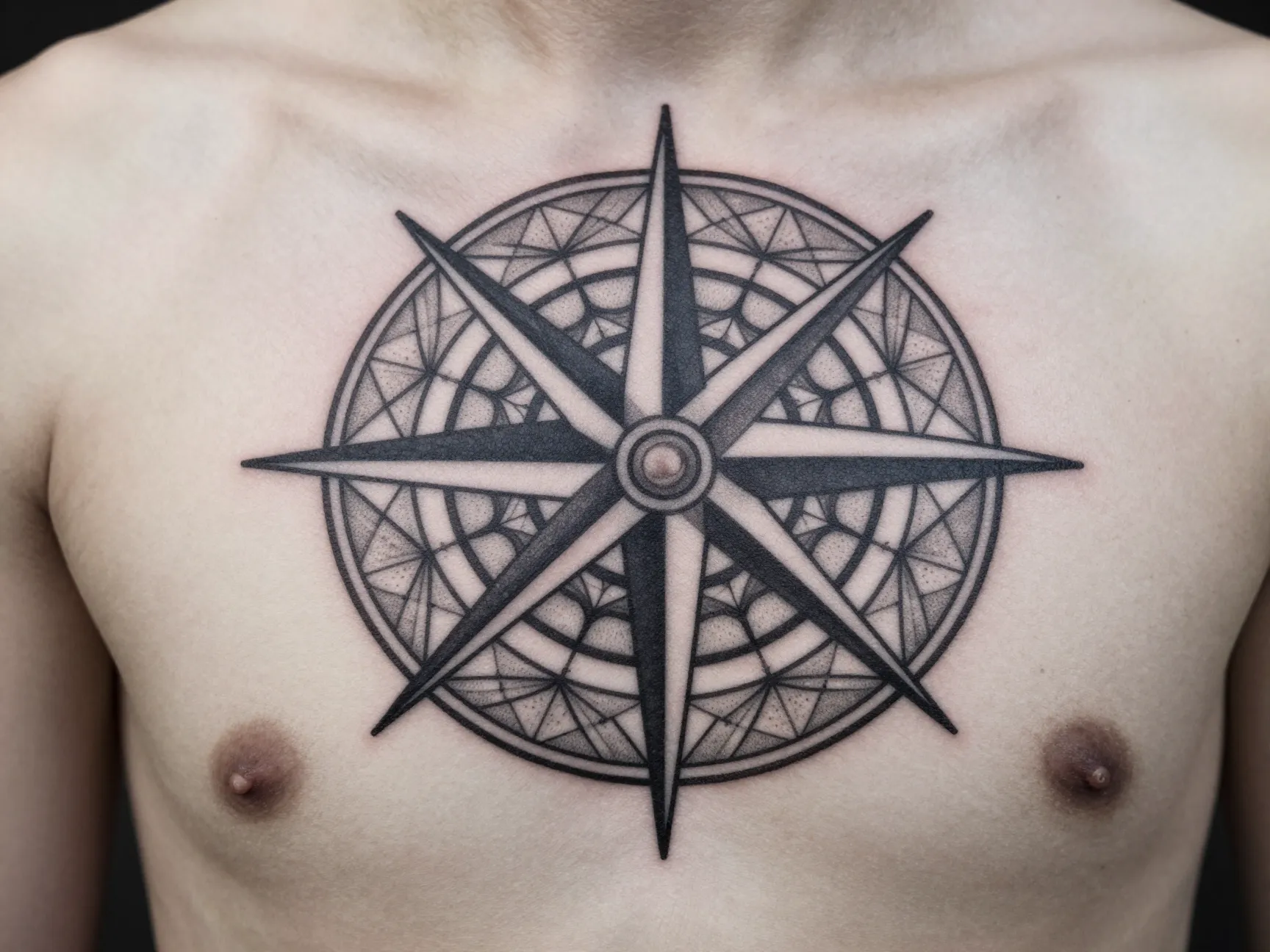 Geometric compass rose with arrow