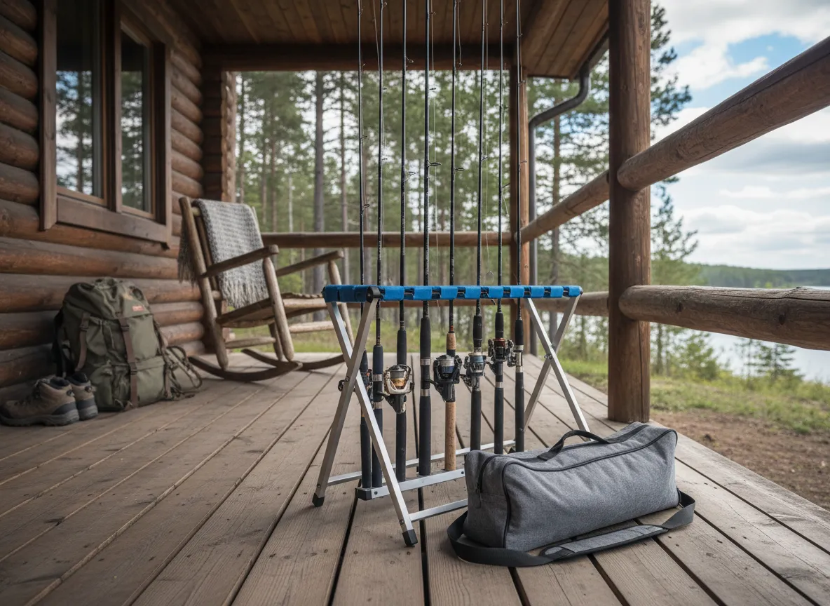 Portable travel rod rack and case hybrid