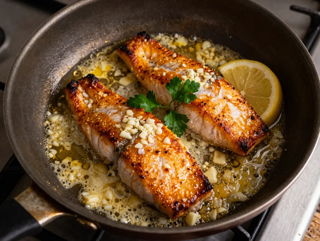 Garlic butter pan seared basa