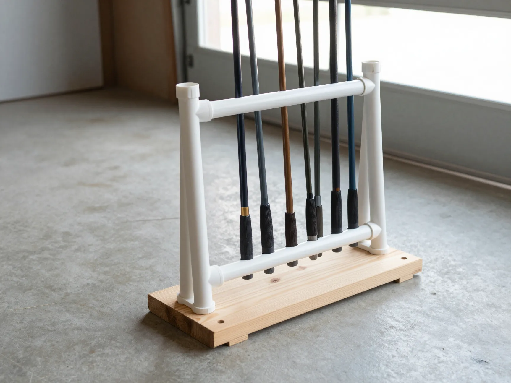 Pvc pipe floor stand rod holder