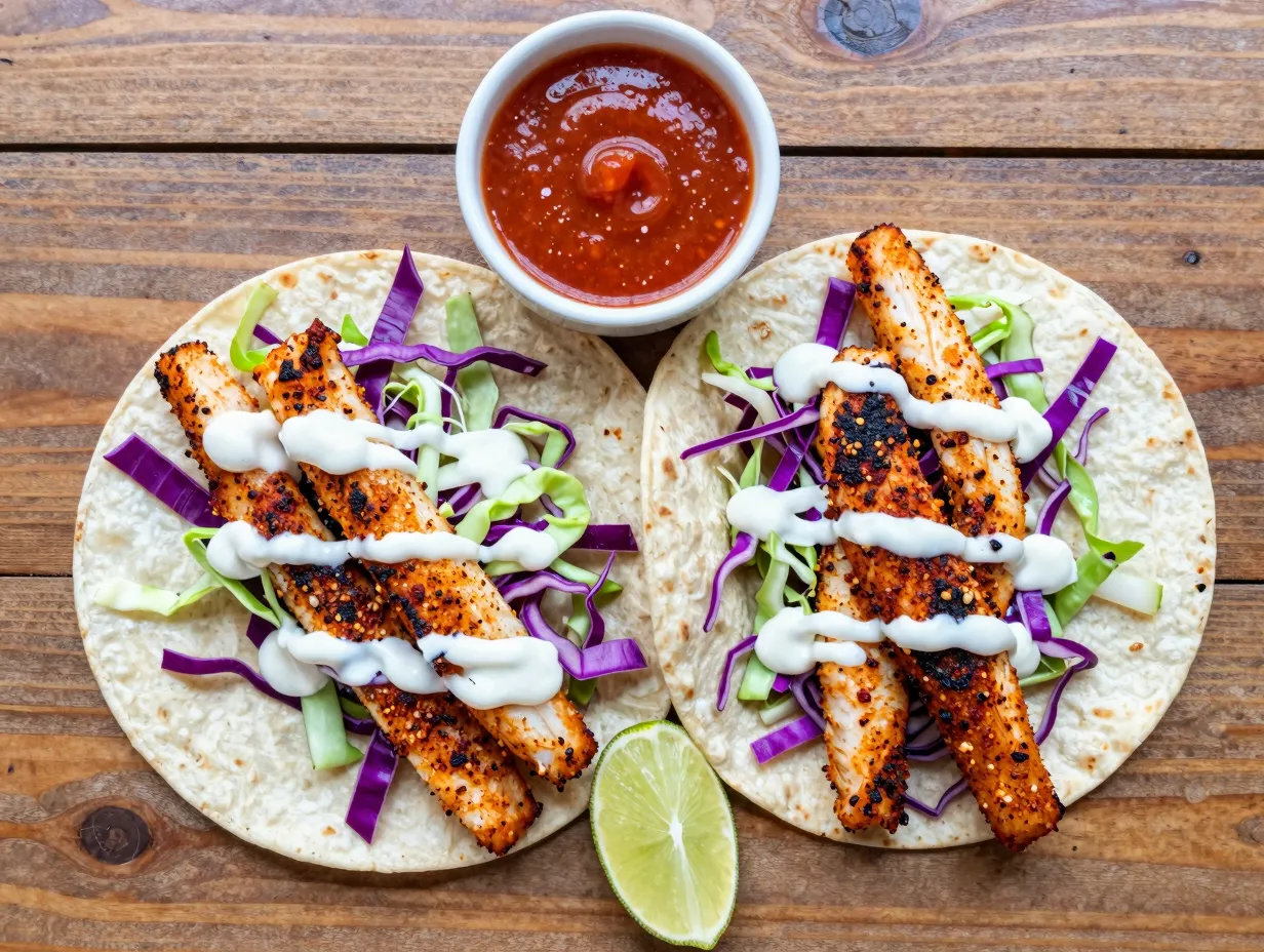 Spicy cajun basa tacos