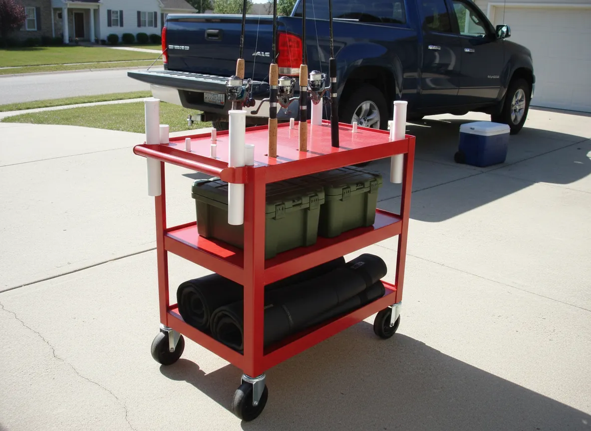 Rolling rod cart or mobile storage tower