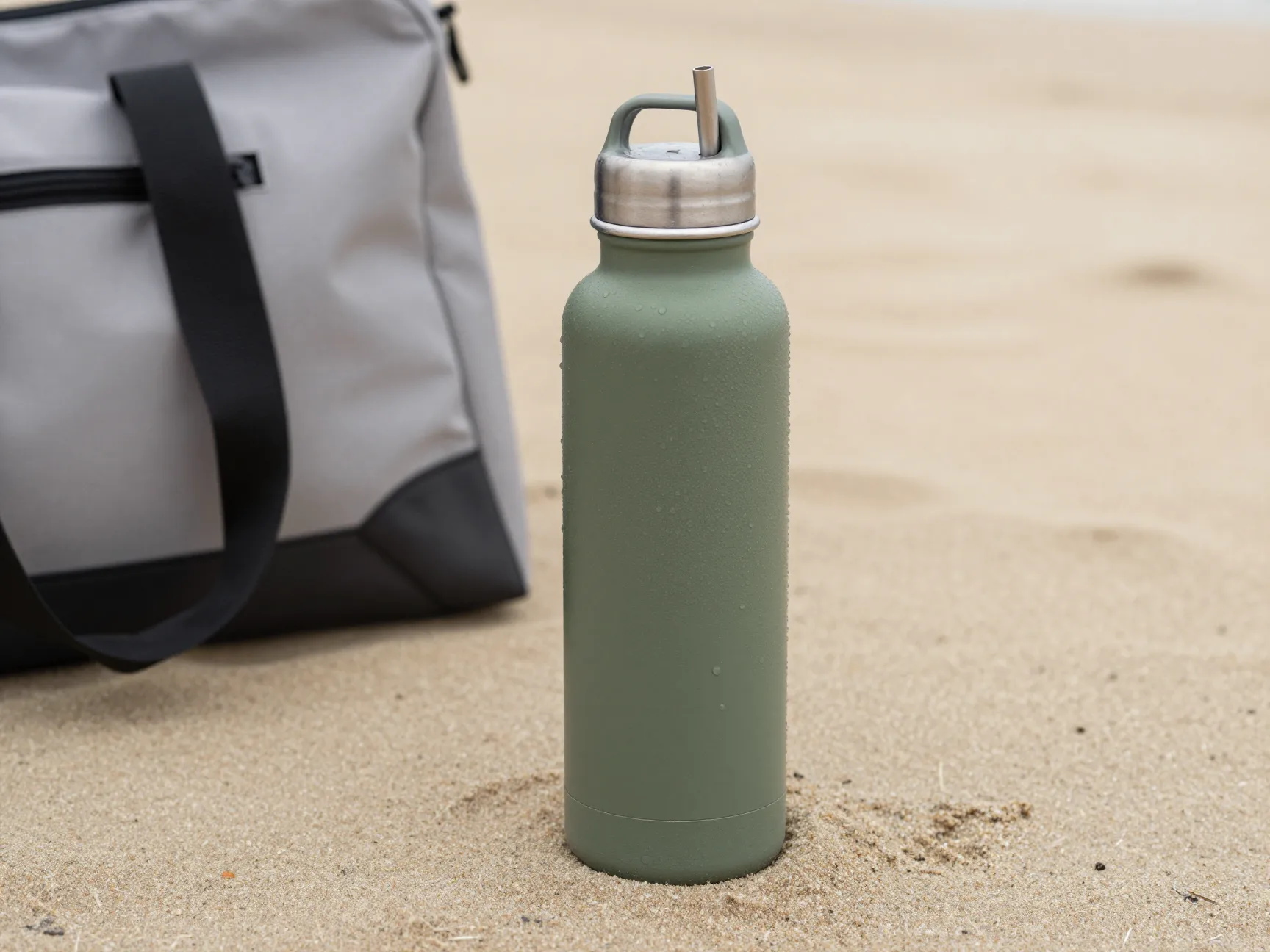 A reusable insulated water bottle