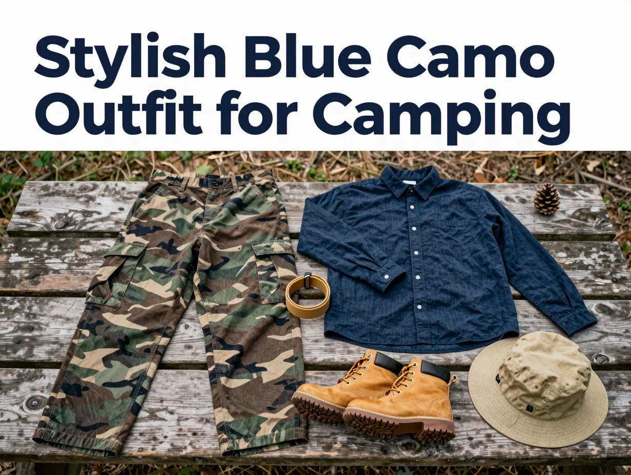 Stylish blue camo outfit for camping