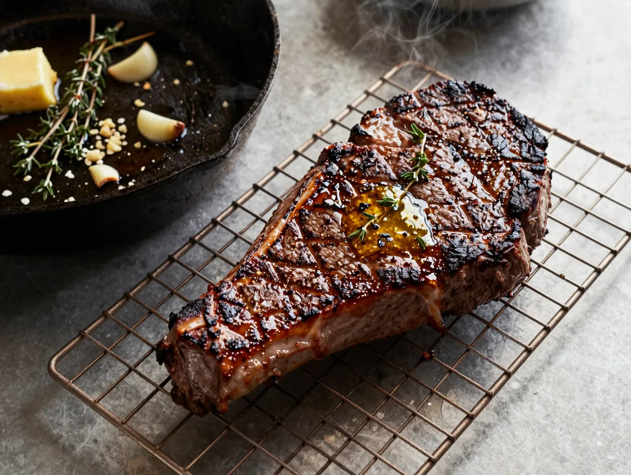 Pan seared venison backstrap with herb butter