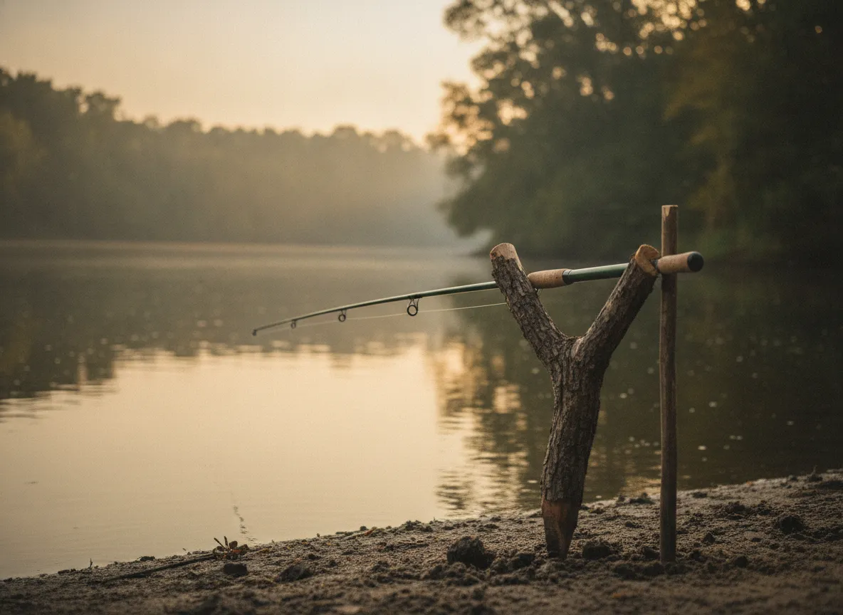 3 wooden forked branch rod rest