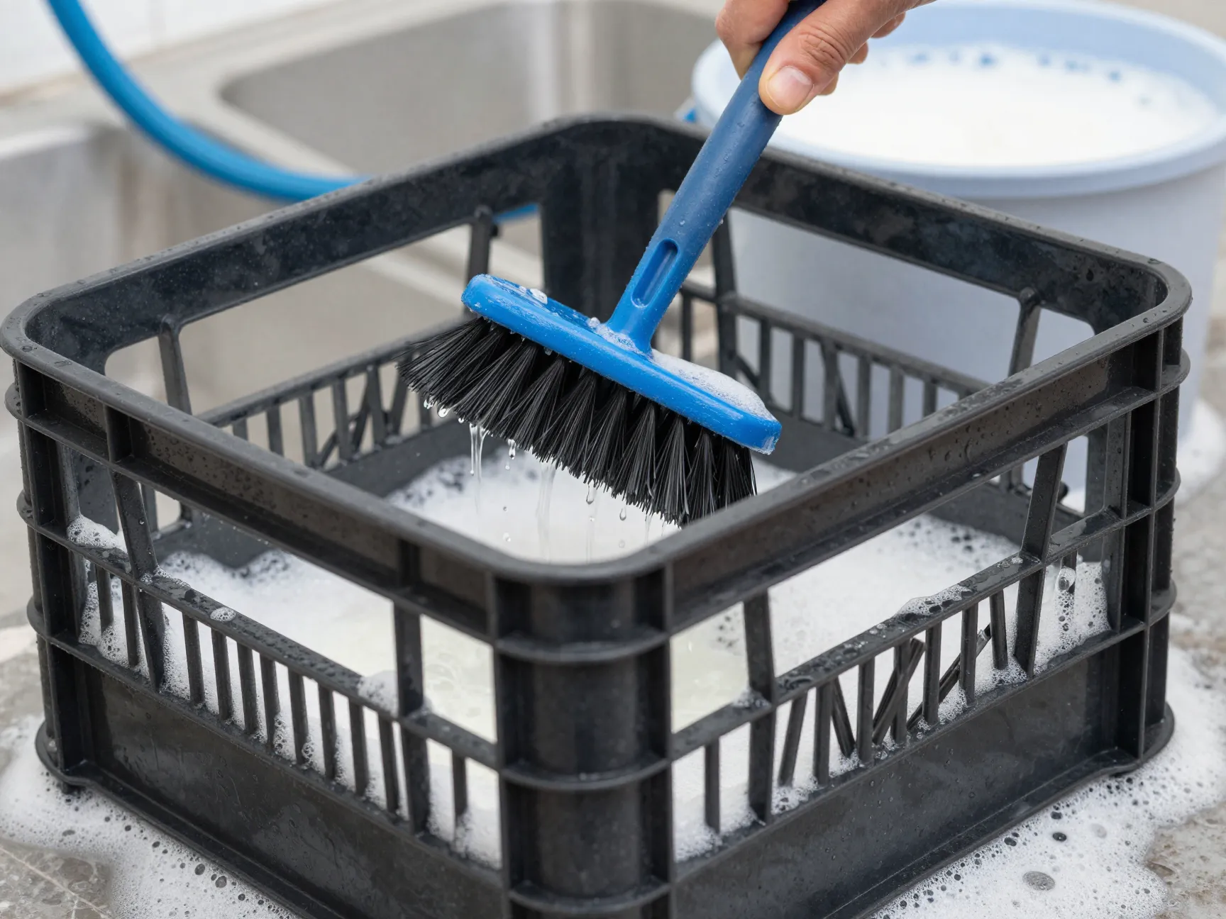 Prepare and clean the milk crate