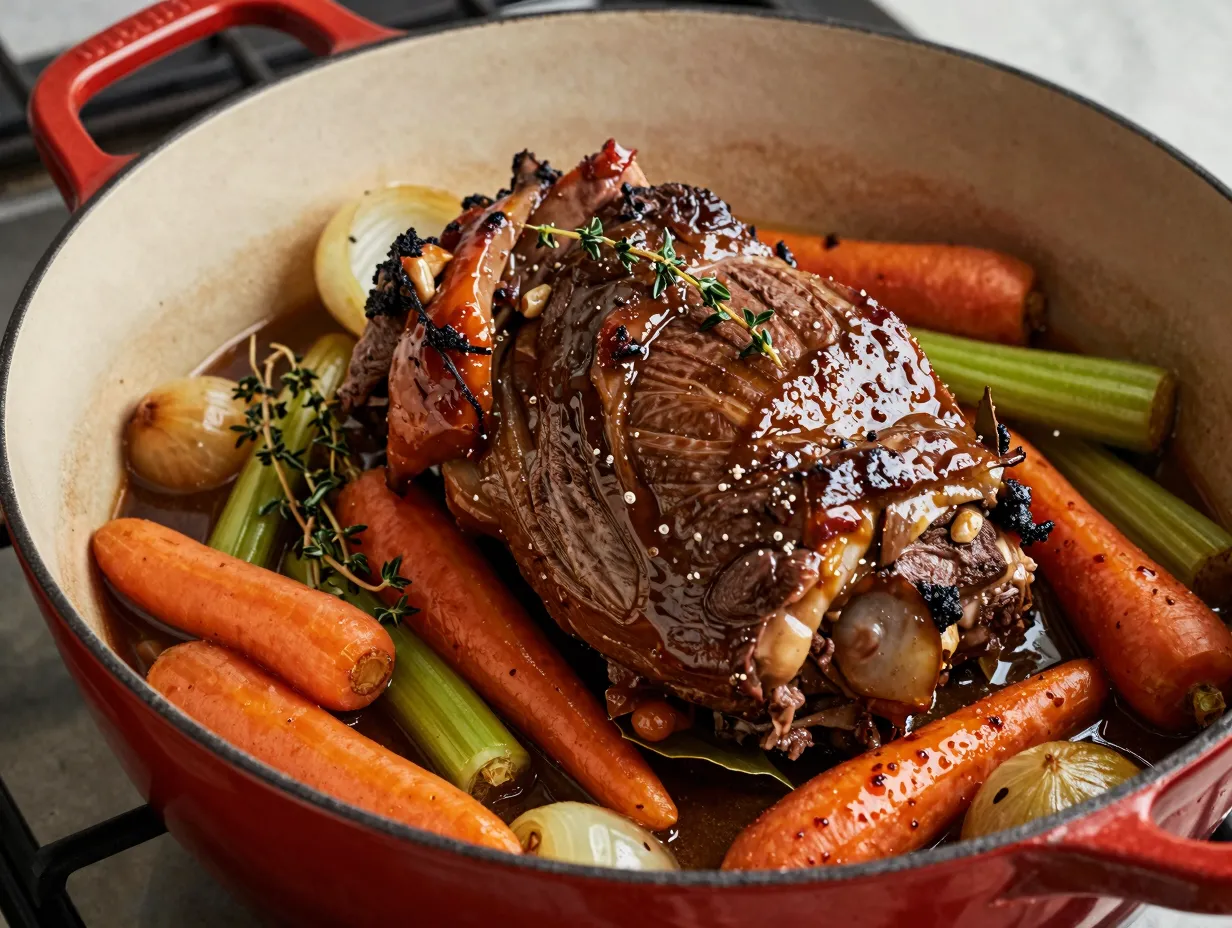 Venison pot roast with root vegetables