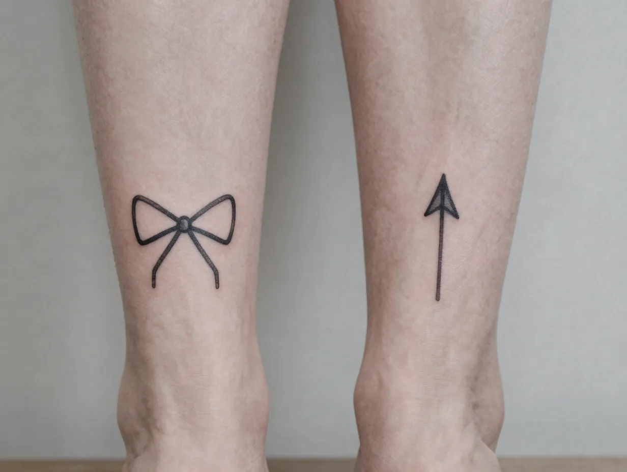 Minimalist bow and arrow couple tattoos strength and shared goals