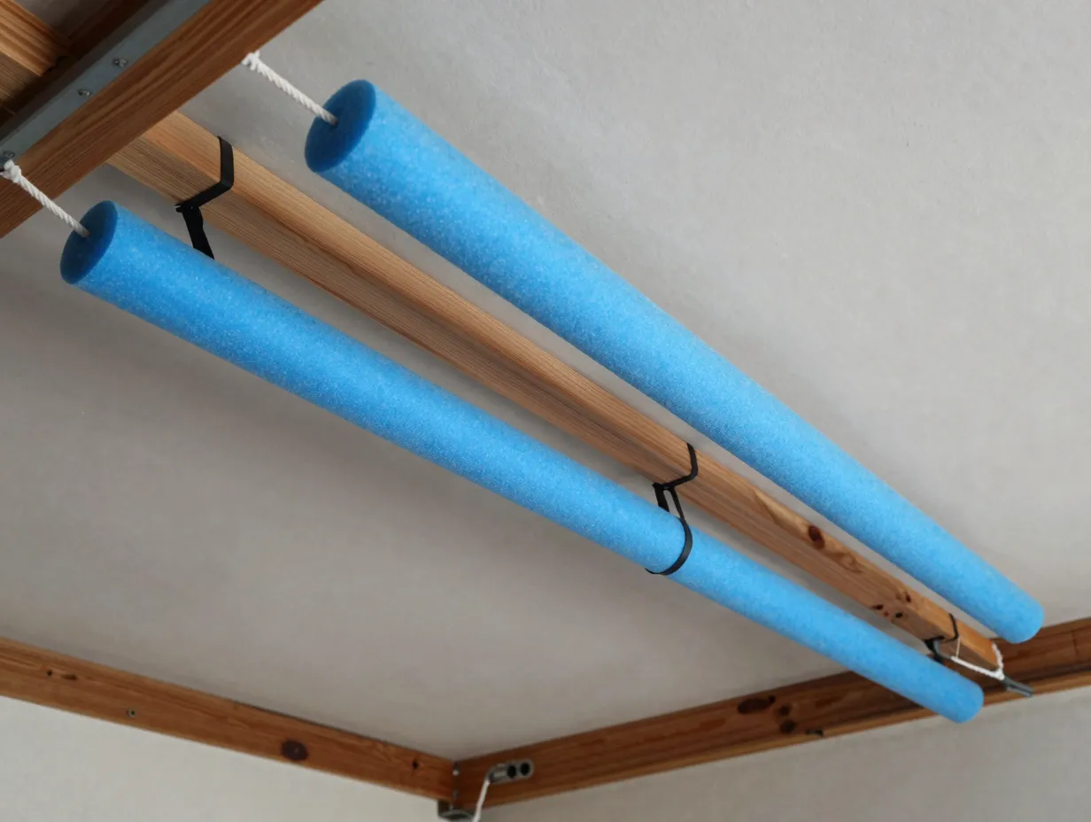 8 pool noodle ceiling mounted rod holder