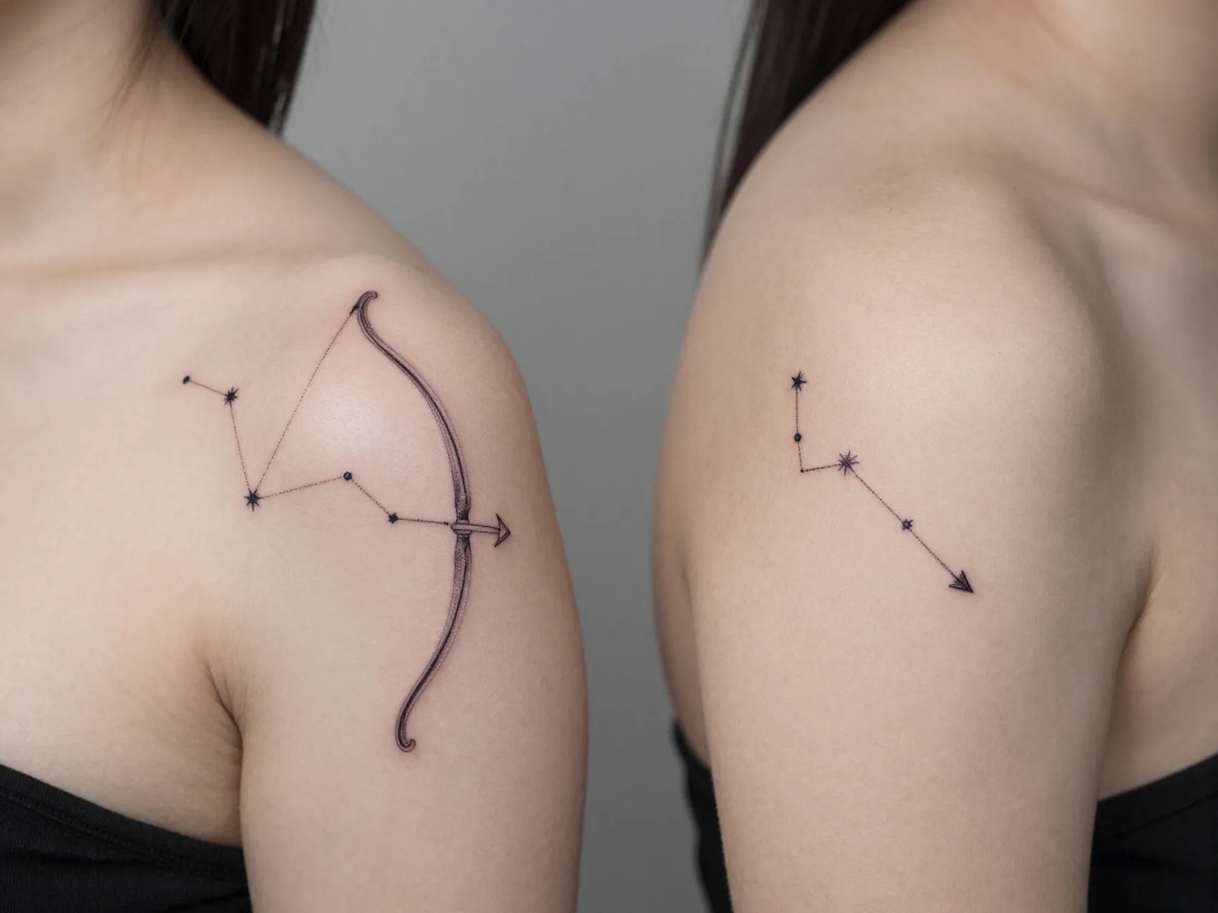 Constellation and celestial bow and arrow written in the stars