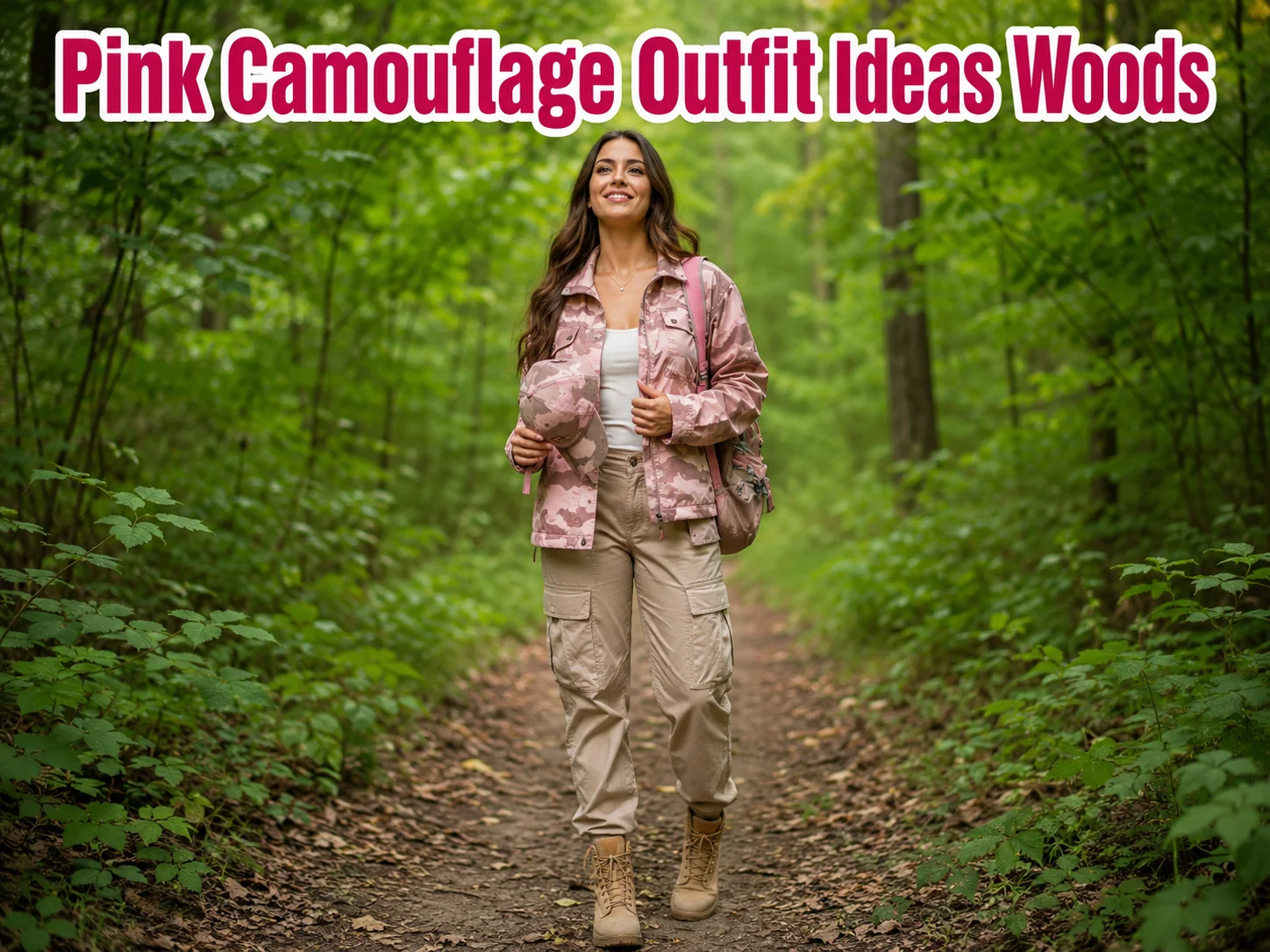 Pink camouflage outfit ideas woods