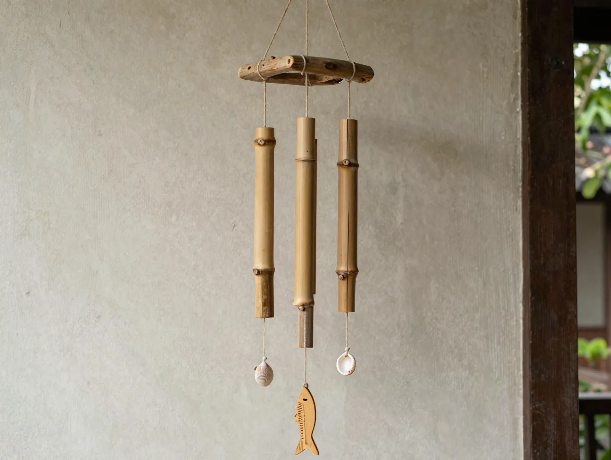 Bamboo wind chime fishing pole
