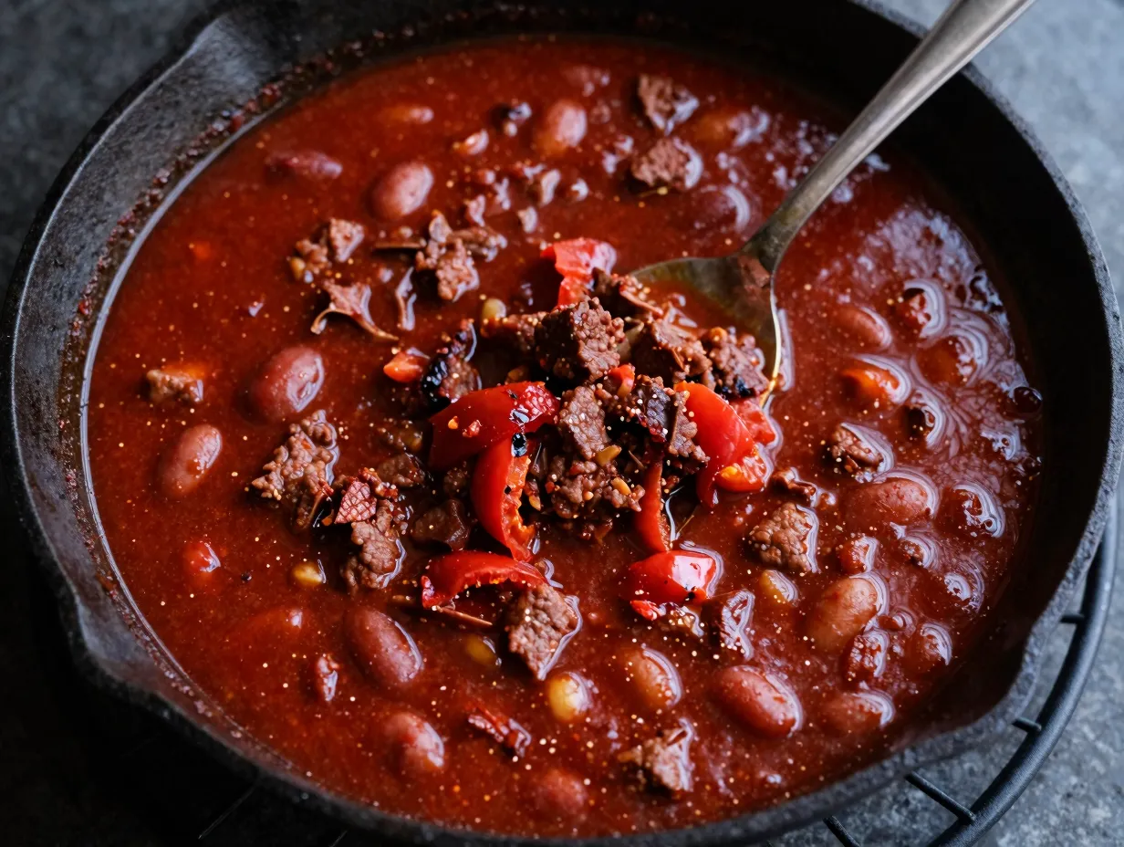 No bean deer meat chili texas style