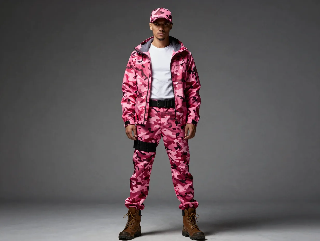 The full pink camo matching set with tactical accessories
