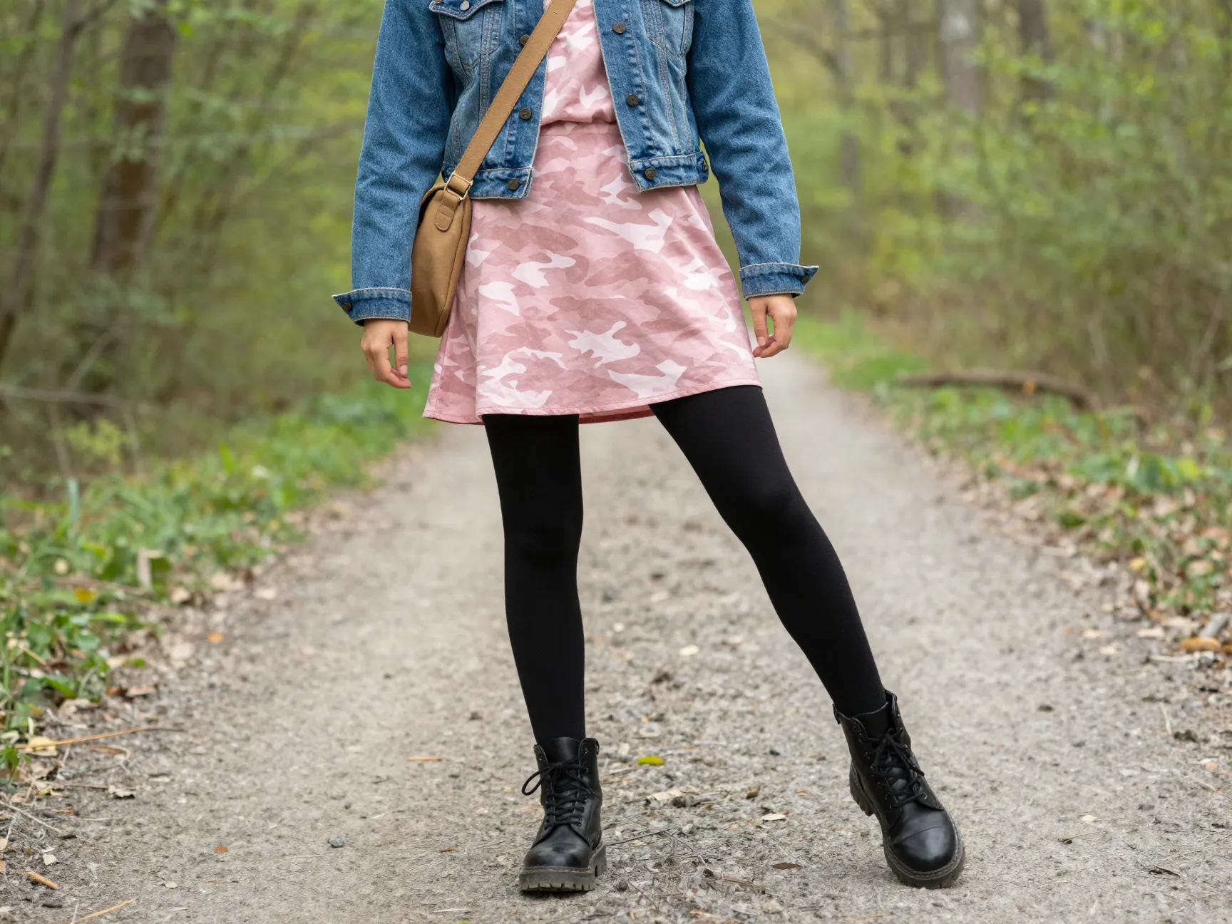 The pink camo dress or skirt with utility boots