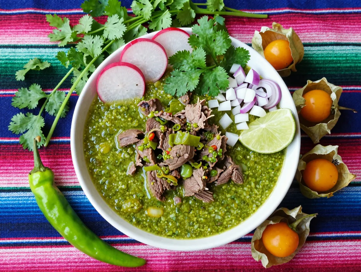 Venison chili verde green chili variation