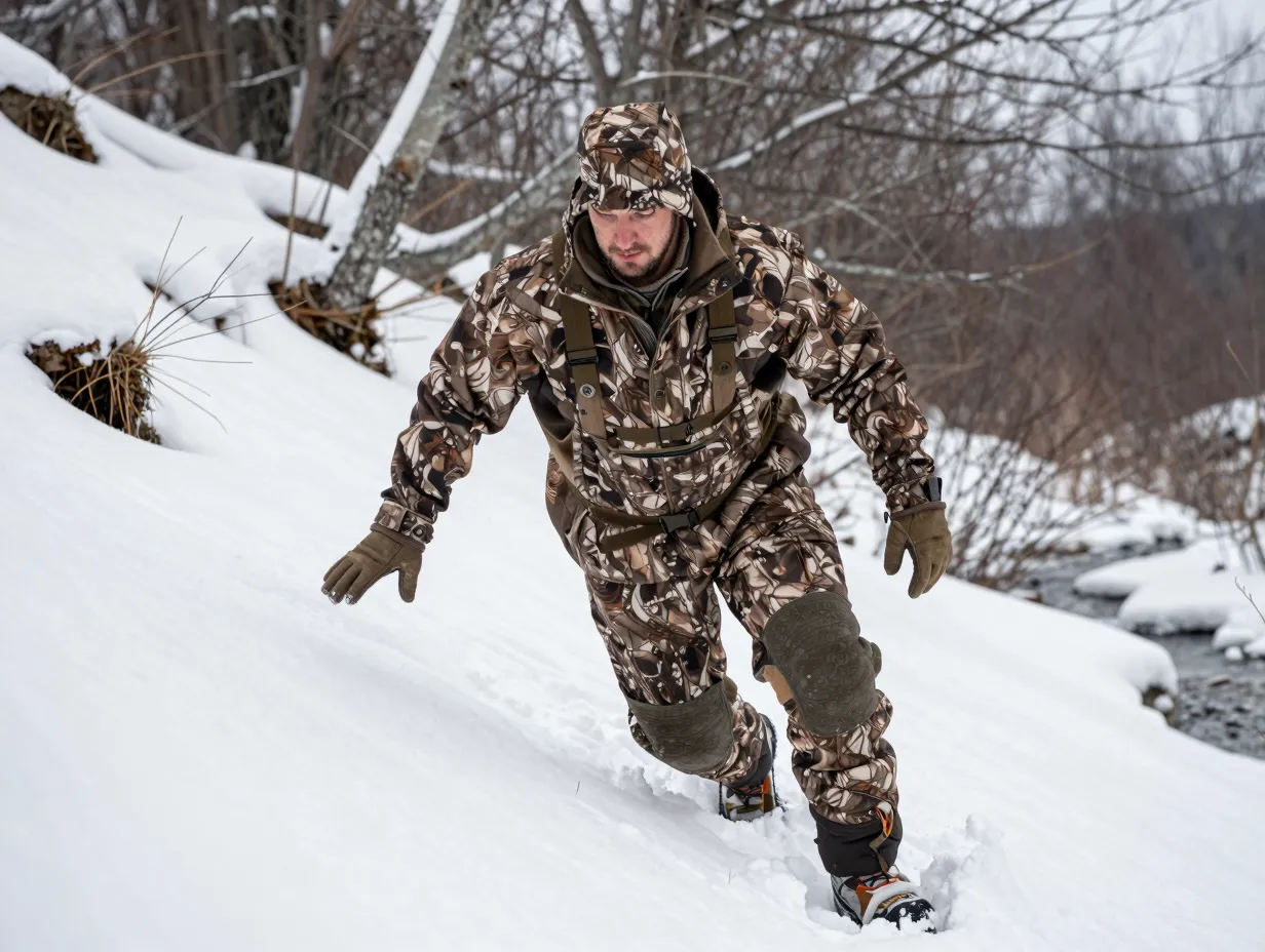 The huntworth snow camo brown active shell system