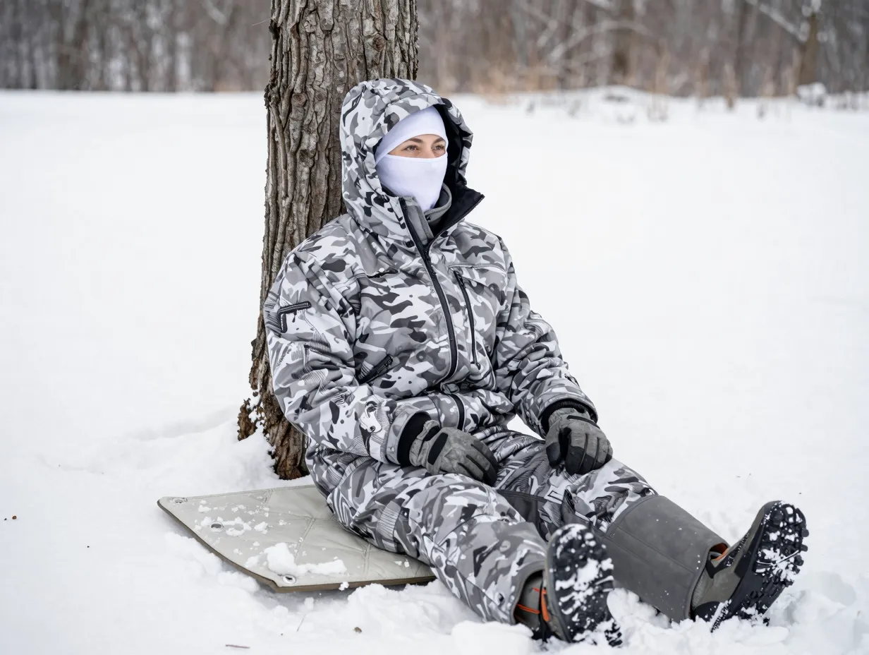 The natural gear insulated snow parka setup for static hunting