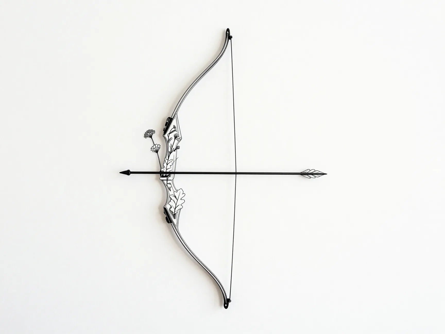 The recurve bow and arrow fine line design