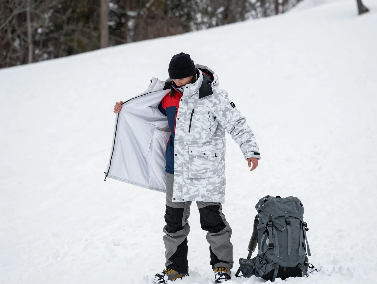 The budget friendly white cover up shell over standard hiking kit