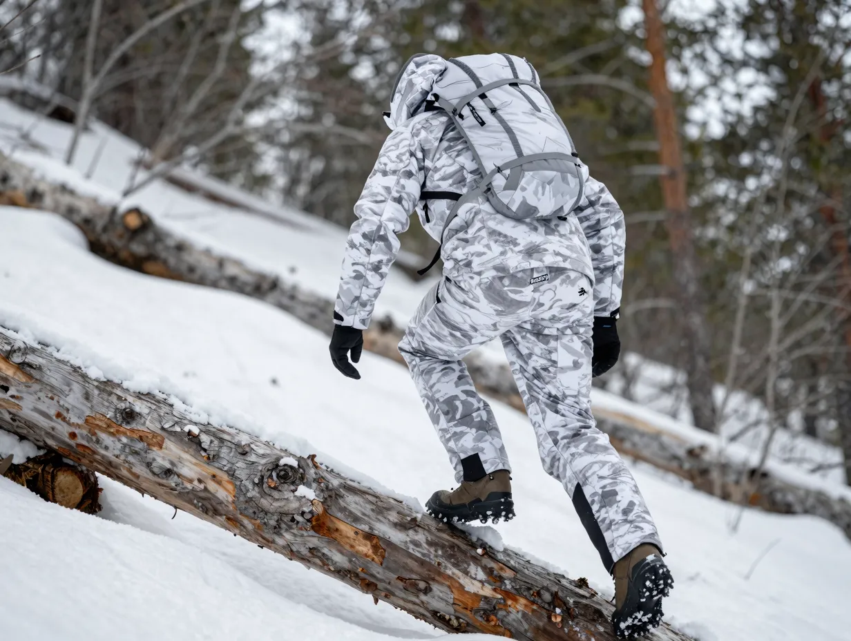The harkila winter active white camo performance build