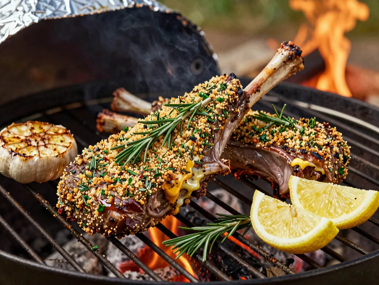 Weber style herb crusted lamb backstraps