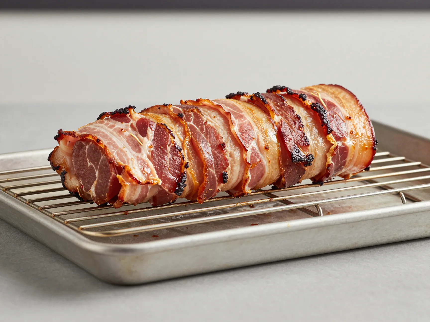 Bacon wrapped venison backstrap
