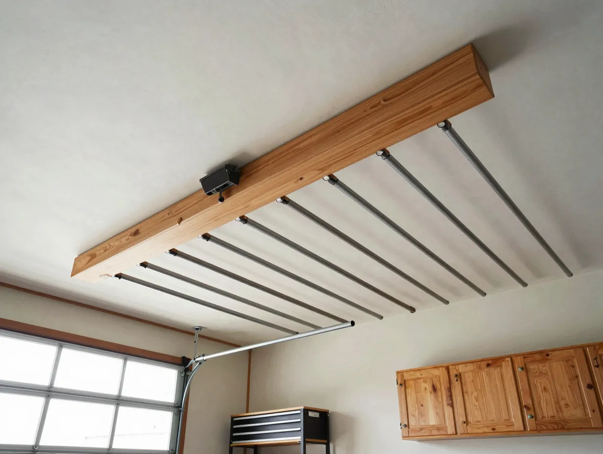 Ceiling mounted overhead rod rack