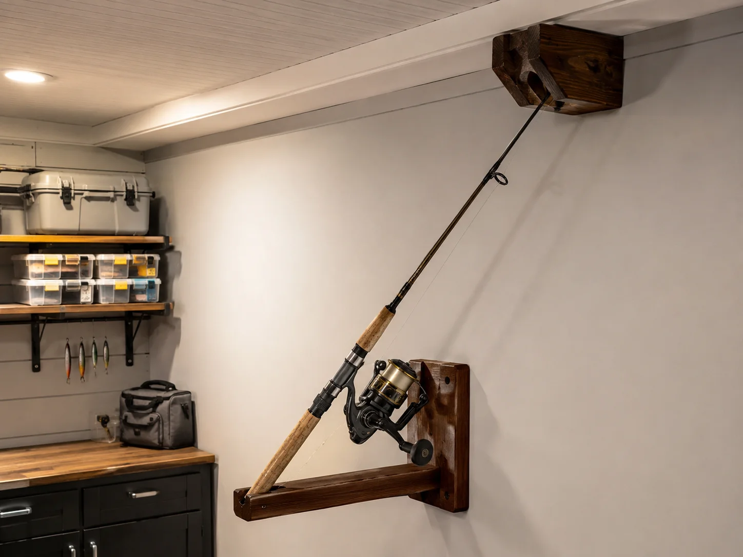 Dual wall and ceiling hardwood rack