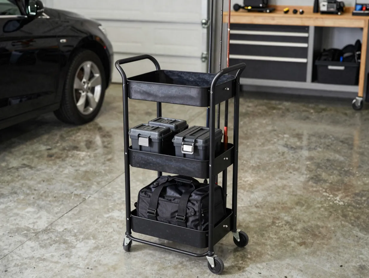 Mobile rolling cart rack