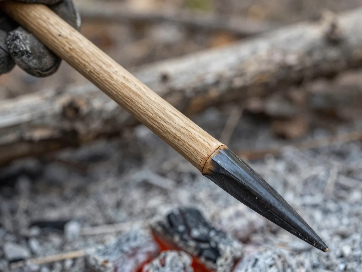 The fire hardened wooden spear
