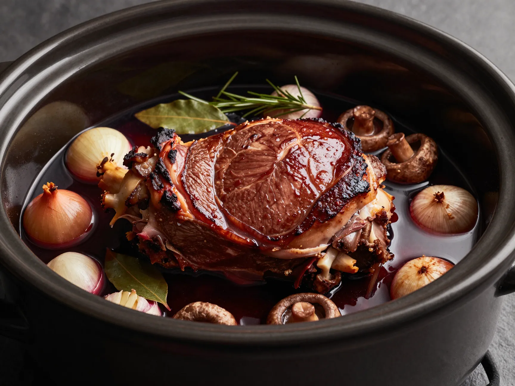 Red wine venison roast