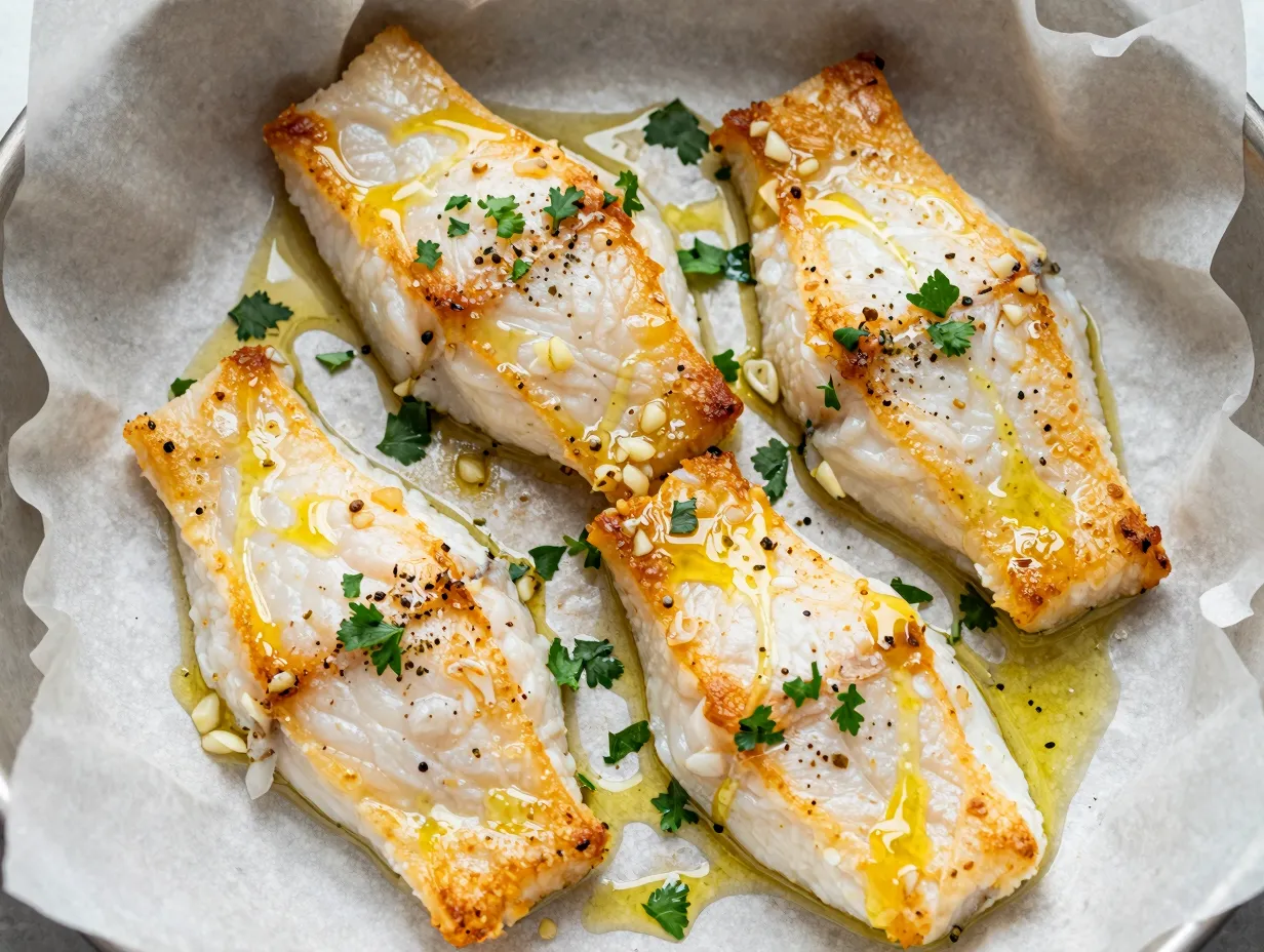 Classic lemon garlic baked cod